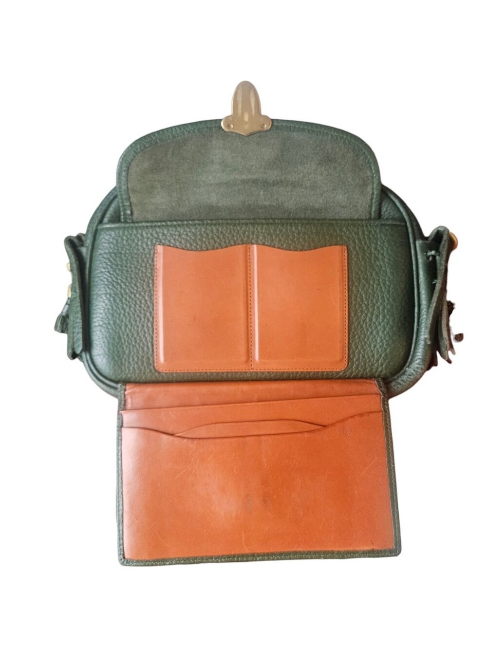 Dooney & Bourke Dark Green Pebbled All Weather Leatger Kilty Bag Purse - Picture 12 of 14